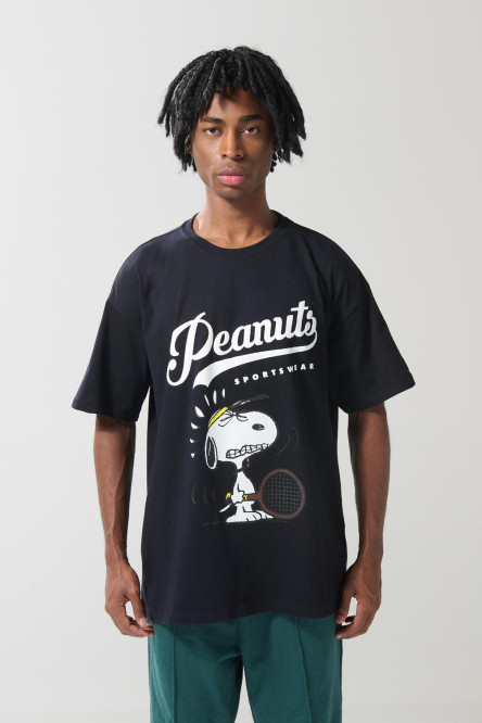Camiseta oversize azul intensa de Snoopy manga corta