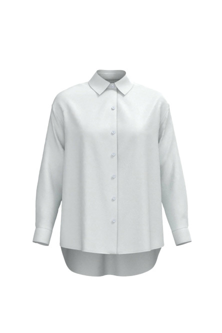 Blusa unicolor oversize con cuello camisero y manga larga