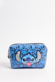 Cosmetiquera azul intensa con diseños de Lilo & Stitch