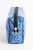 Cosmetiquera azul intensa con diseños de Lilo & Stitch