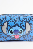 Cosmetiquera azul intensa con diseños de Lilo & Stitch