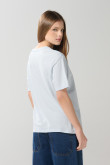 Camiseta en algodón estampada unicolor con manga corta