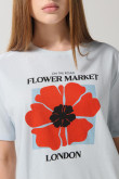 Camiseta en algodón estampada unicolor con manga corta