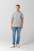 Camiseta cuello redondo gris clara en algodón