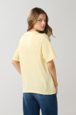Camiseta unicolor holgada manga corta con arte college