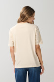 Camiseta kaki clara manga corta college en algodón
