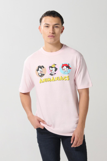 Camiseta manga corta lila con arte de Animaniacs
