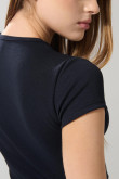 Camiseta unicolor manga corta ajustada en rib