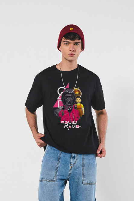 Camiseta unicolor cuello redondo oversize de Squid Game