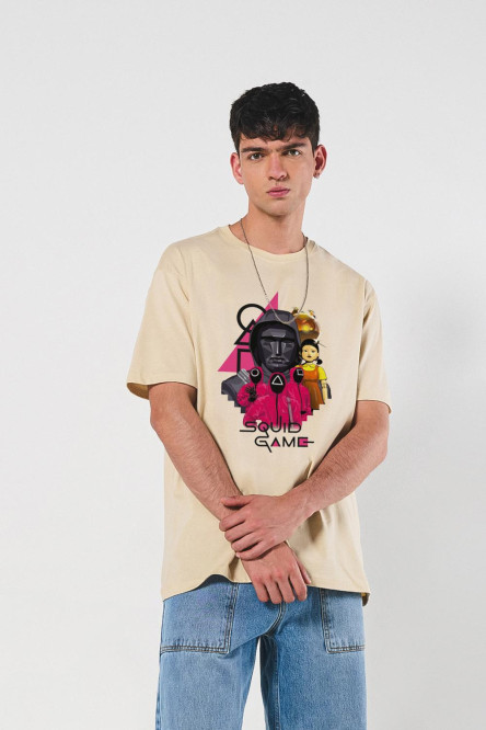 Camiseta unicolor cuello redondo oversize de Squid Game