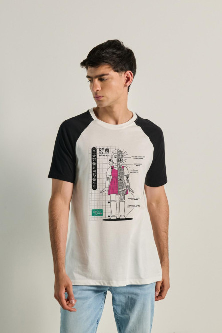 Camiseta unicolor de Squid Game con manga ranglan corta