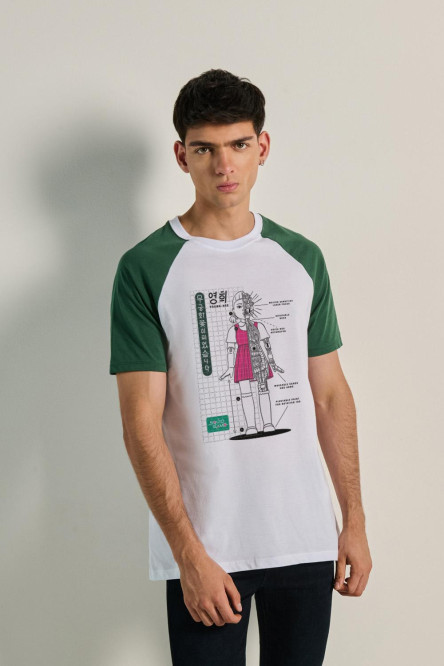 Camiseta unicolor de Squid Game con manga ranglan corta