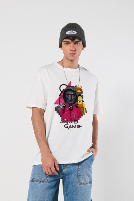 Camiseta unicolor cuello redondo oversize de Squid Game