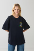 Camiseta oversize azul intensa manga corta de Snoopy