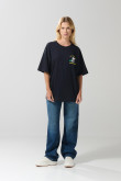 Camiseta oversize azul intensa manga corta de Snoopy