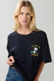Camiseta oversize azul intensa manga corta de Snoopy