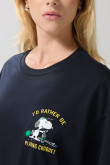 Camiseta oversize azul intensa manga corta de Snoopy