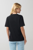 Camiseta en algodón negra de Félix el Gato con manga corta