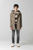 Chaqueta parka unicolor con bolsillos de parche y capota