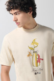 Camiseta unicolor manga corta con diseño de naturaleza