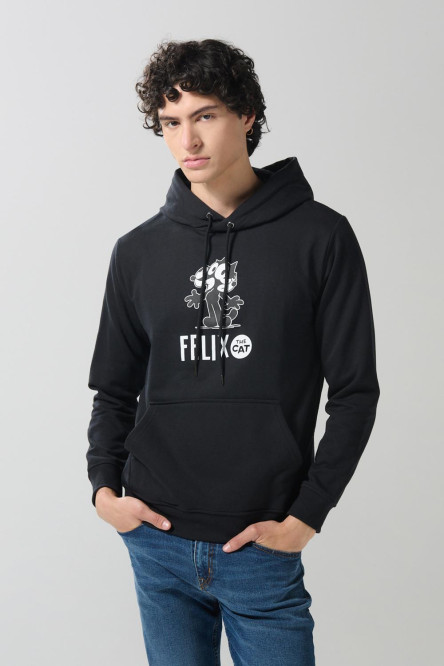 Buzo de Félix el Gato negro con bolsillo y capota