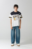 Camiseta oversize crema manga corta de Snoopy