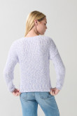Suéter cuello redondo lila claro con trenza centrada
