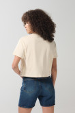 Camiseta unicolor crop top con arte college delantero