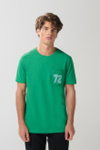 Camiseta college verde oscura manga corta con bolsillo