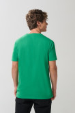 Camiseta college verde oscura manga corta con bolsillo