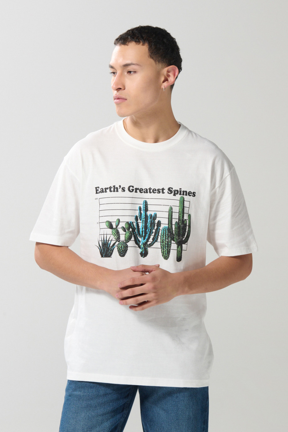 Camiseta unicolor manga corta con diseño de naturaleza