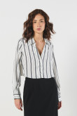 Blusa crop blanca manga larga con rayas en contraste
