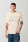 Camiseta hombro rodado kaki college con manga corta