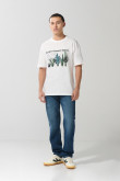 Camiseta unicolor manga corta con diseño de naturaleza