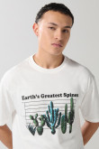Camiseta unicolor manga corta con diseño de naturaleza