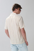 Camisa unicolor a rayas con botones y manga corta