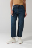 Jean 90´S bota recta azul oscuro con bolsillos y tiro alto
