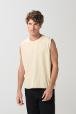 Camiseta manga sisa unicolor oversize en algodón