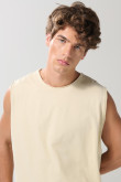 Camiseta manga sisa unicolor oversize en algodón