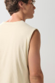 Camiseta manga sisa unicolor oversize en algodón
