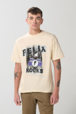Camiseta de Félix el Gato kaki clara con manga corta