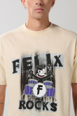 Camiseta de Félix el Gato kaki clara con manga corta