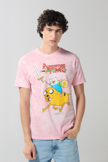 Camiseta rosada tie dye manga corta de Hora de Aventura