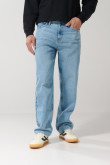 Jean baggy tiro medio azul con bota ancha y bolsillos