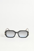 Gafas de sol, marco geométrico negro con laterales en contraste.