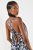 VESTIDO LARGO ESTAMPADO/RAYON/ABERTURA FALDA/ESCOTE ESPALDA