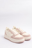 Tenis urbanos tipo skate, blanco con variante kaki y rosa.