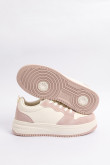 Tenis urbanos tipo skate, blanco con variante kaki y rosa.