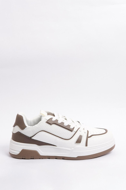 Tenis casuales unicolores con suelas planas y contrastes