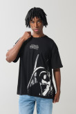 Camiseta negra oversize de Star Wars con cuello redondo